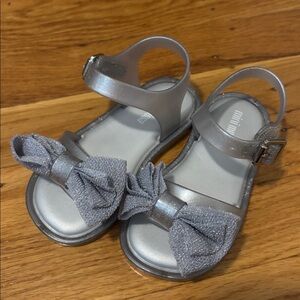 Mini Melissa Chic Silver Kids' Sandals with Bow